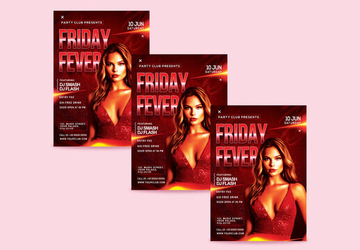 Friday Fever Night Party, Editable Flyer or Poster Design for Club, Disco and Upcoming Night Parties.