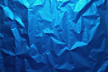Obraz premium Deep blue foil backdrop, crumpled effect, light reflections, background, shiny