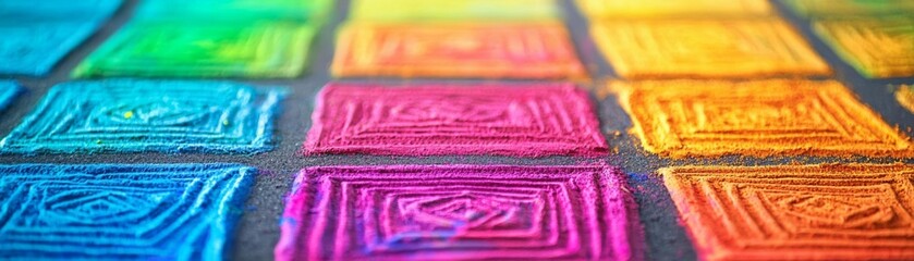 Fototapeta premium Vibrant, colorful patterns showcasing intricate designs on decorative tiles.