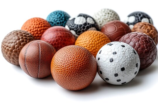 Colorful Variety of Sports Balls Clustered on White Background