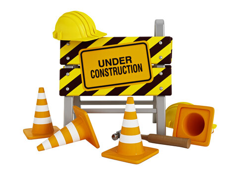 Under construction on transparent background