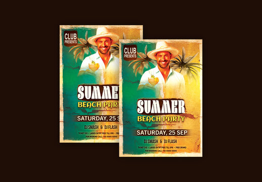Summer Party, Editable Flyer or Poster Design for Club, Disco and Upcoming Night Parties.