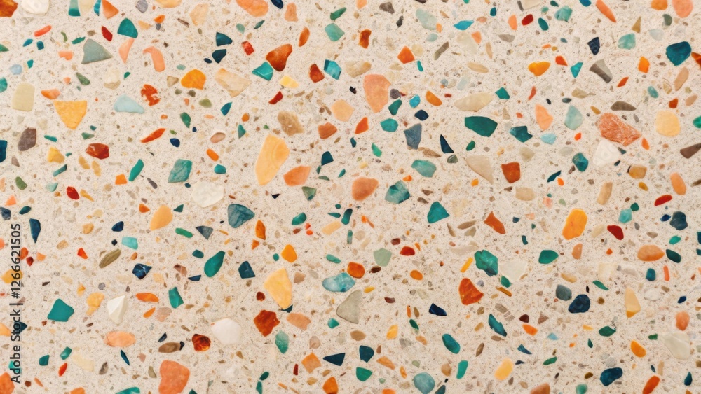 Leinwandbilder vibrant terrazzo surface featuring an array of colorful stone fragments in a neutral base