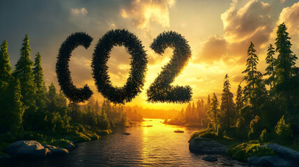 CO2 emissions forest sunset