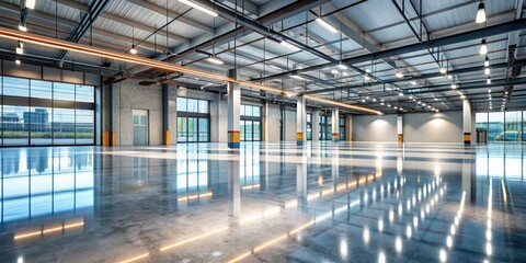 Fototapeta premium Striking 3D render: industrial concrete epoxy floor, shallow depth of field, simple lighting.