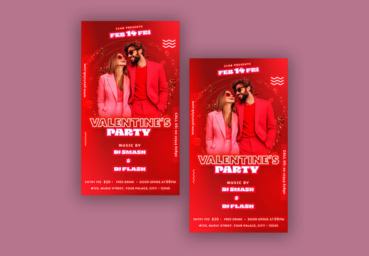 Valentine&rsquo;s Day Party, Editable Social Media Story for Club, Disco and Upcoming Night Parties.