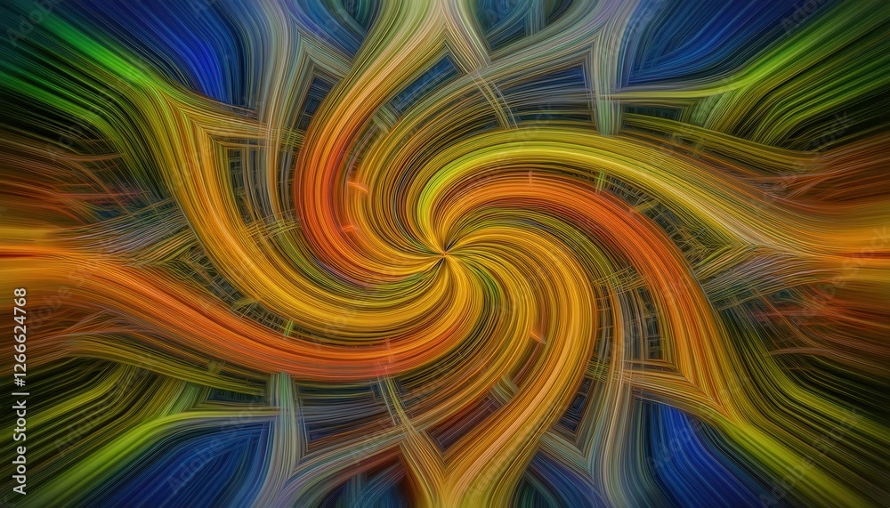 Poster abstract swirling lines in vibrant color palette creating dynamic motion, perfect for modern digital design, flow