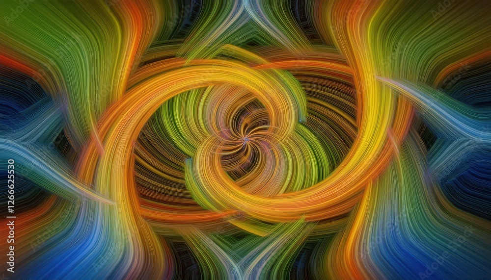 Poster abstract swirling lines in vibrant color palette creating dynamic motion, perfect for modern digital design, flow