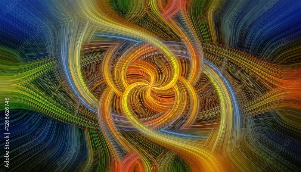 Aufkleber abstract swirling lines in vibrant color palette creating dynamic motion, perfect for modern digital design, flow