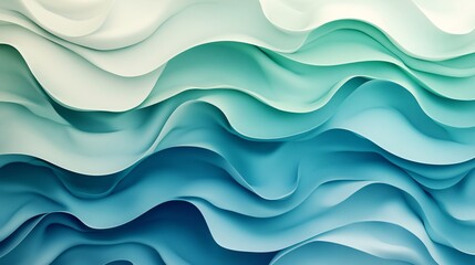 Fototapeta premium Soft Waves of Blue and Green Fluidity in Abstract Design Background
