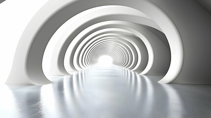 Obraz premium Abstract architecture tunnel, empty white arches, futuristic interior, endless corridor, 3D model, modern design, interior view