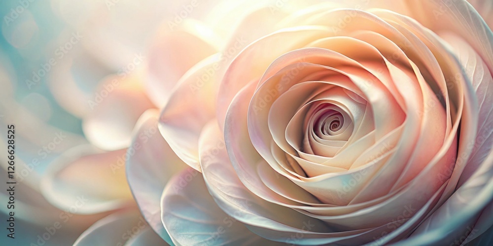 Poster Close-up View of a Delicate, Pastel-Colored Flower with Soft Lighting and Subtle Color Variations in the Petals, Showcasing its Intricate Details