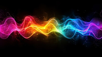 Fototapeta premium Vibrant Abstract Wave Patterns in Multicolor with Sparkling Effects