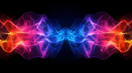 Fototapeta premium Abstract Colorful Wave Pattern with Bright Lights on Dark Background