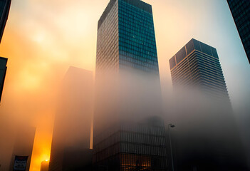 Fog covering cities house