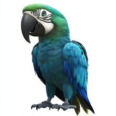 Fototapeta premium Vibrant Parrot Portrait: This digitally created image presents a detailed view of a stunning parrot with captivating hues of blue and green.