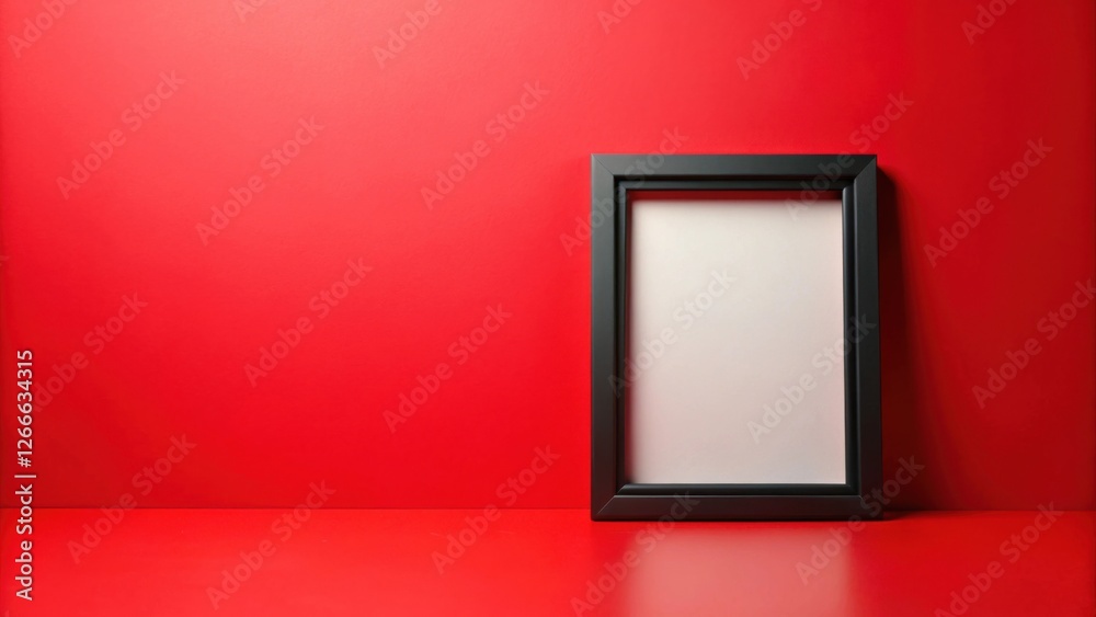Aufkleber a simple black frame rests against a vibrant red background, offering a minimalist and modern aesthe