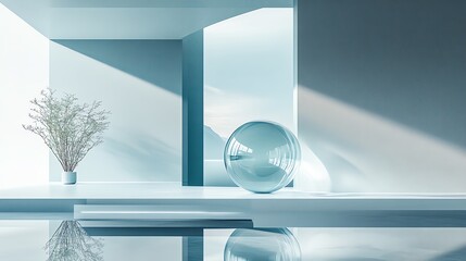 Elegant minimalist interior with soft lighting.