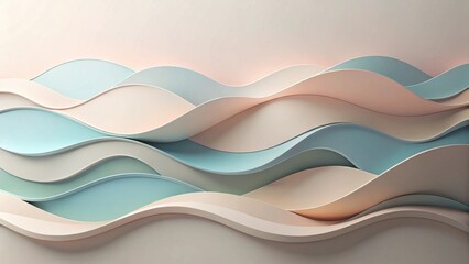 Serene Pastel Waves Abstract Background of Interlocking Curving Layers in Soft Hues