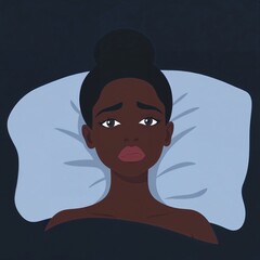 Worried Black Lady Trying to Sleep