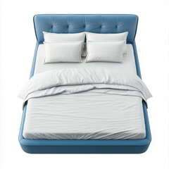 Serene Sanctuary: A modern bed, draped in crisp, white linens and adorned with plush pillows, evokes a sense of tranquility and comfort