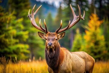Wild elk, majestic in their natural habitat, captured candidly.