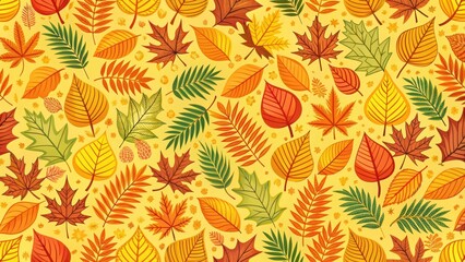 Fototapeta premium Autumn leaf pattern with seamless colorful yellow and orange hues
