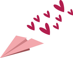 Paper Airplane Valentine Love Illustration