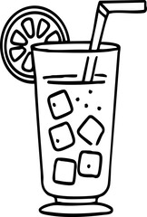 Cold drink outline handdrawn