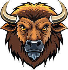 American Bison Head Vector. Experience the mesmerizing world of animal design sticker logo minimalist simple illustration clipart icon vector.