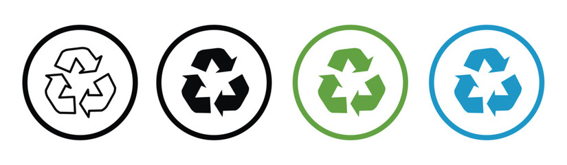 set of vector icons of recycling. plastic recycle vector illustration. Recycling arrow eco friendly green symbol. Recycled Package Sig