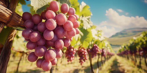 closeup purple grapes on the vine at an