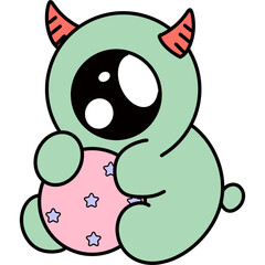 Colors and outlines Alien and  monster on the space 