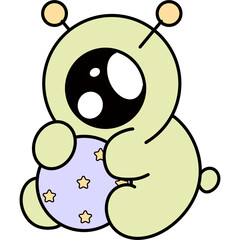 Colors and outlines Alien and  monster on the space 