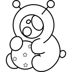 Colors and outlines Alien and  monster on the space 