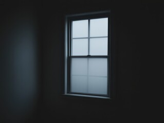Fototapeta premium Sunbeams stream through a small window in a dark room.