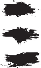 Modern linear brushwork. Hand-drawn black stripes and smudges. A set of Chinese or Japanese calligraphy brushstrokes. Rough, thick grunge paint lines.