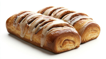 Freshly baked sweet bread loaves with creamy icing, perfect for dessert