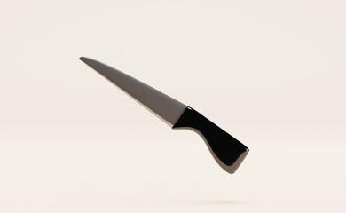 Knife with plastic handle on brown background