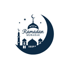ramadan mubarak silhouette logo vector line art logo design