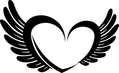 Heart love angel wings logo vector design template icon illustration