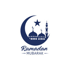 ramadan mubarak silhouette logo vector line art logo design