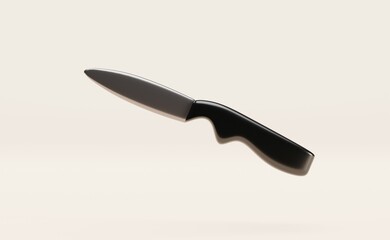 Knife with plastic handle on brown background