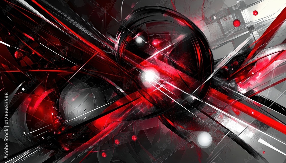 Poster abstract red black and gray dynamic lines sphere background
