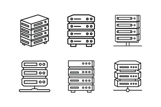 server rack icon line art vector illustration