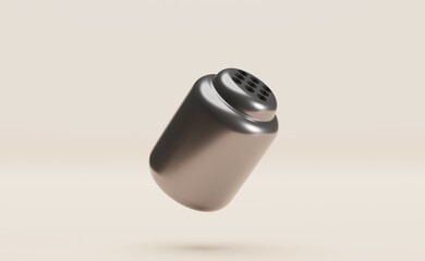 3d illustration. pepper pot isolated icon or pepper bottle stainless steel.