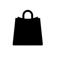 Shopping Bag Icon: A simple, bold, black silhouette of a shopping bag, ideal for e-commerce, retail, and shopping-related designs. 