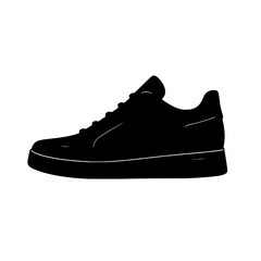 Sneaker Silhouette:  A minimalist silhouette of a classic sneaker, showcasing its streamlined design and timeless appeal. Ideal for graphic design, website, and mobile app elements.