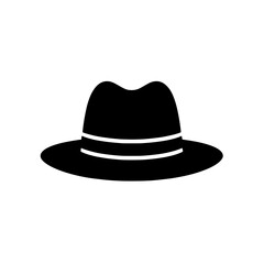 Classic Fedora Hat Icon: A simple yet elegant vector illustration of a classic fedora hat, perfect for fashion, design, and various branding applications.  