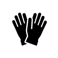 Obraz premium Protective Gloves Icon: A pair of simple, black protective gloves illustrated in a clean, minimalist style, perfect for safety signage, industrial design.